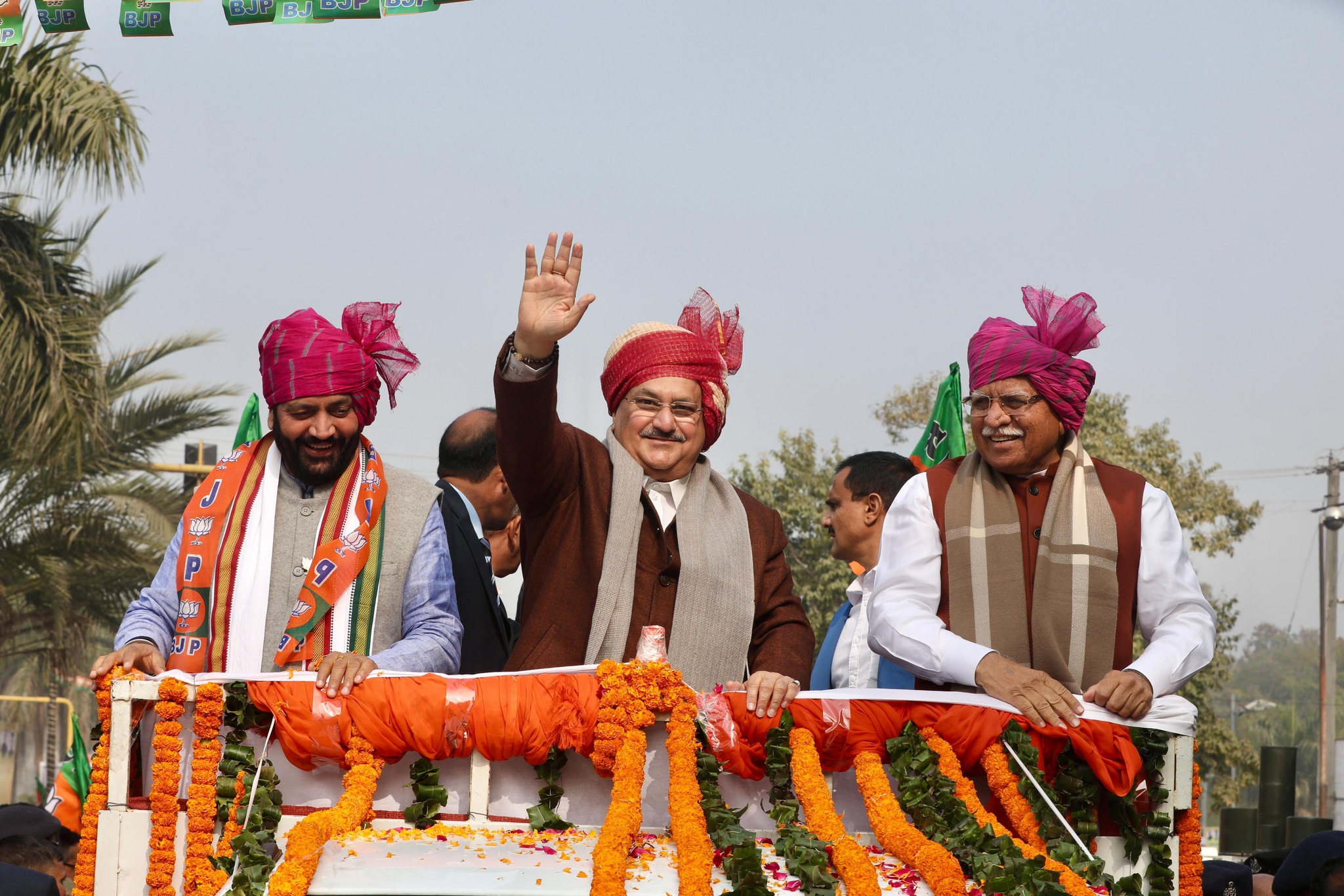 BJP Chief JP Nadda's Panchkula Roadshow Garners Enthusiastic Support